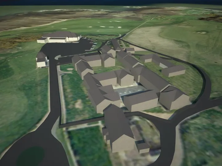 Aerial visualisation of the Craighead steading conversion