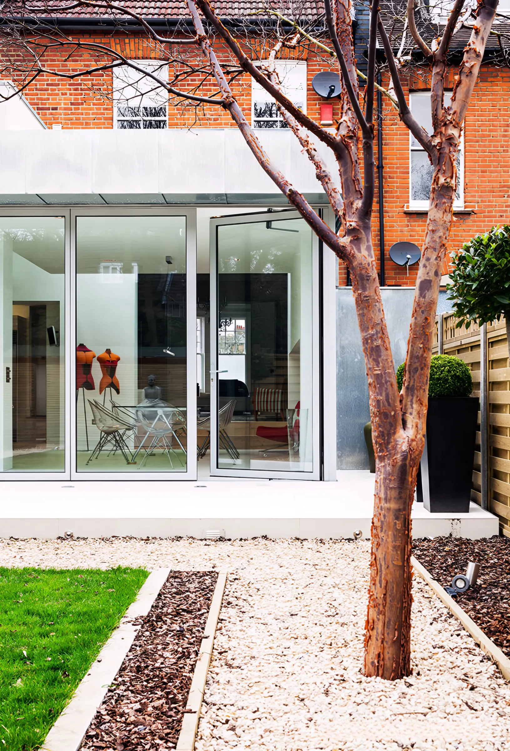 Sliding glass doors to the garden