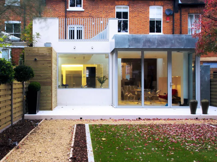 Rear elevation and landscaped garden