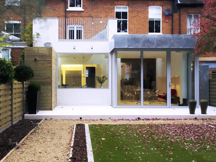 Rear elevation and landscaped garden