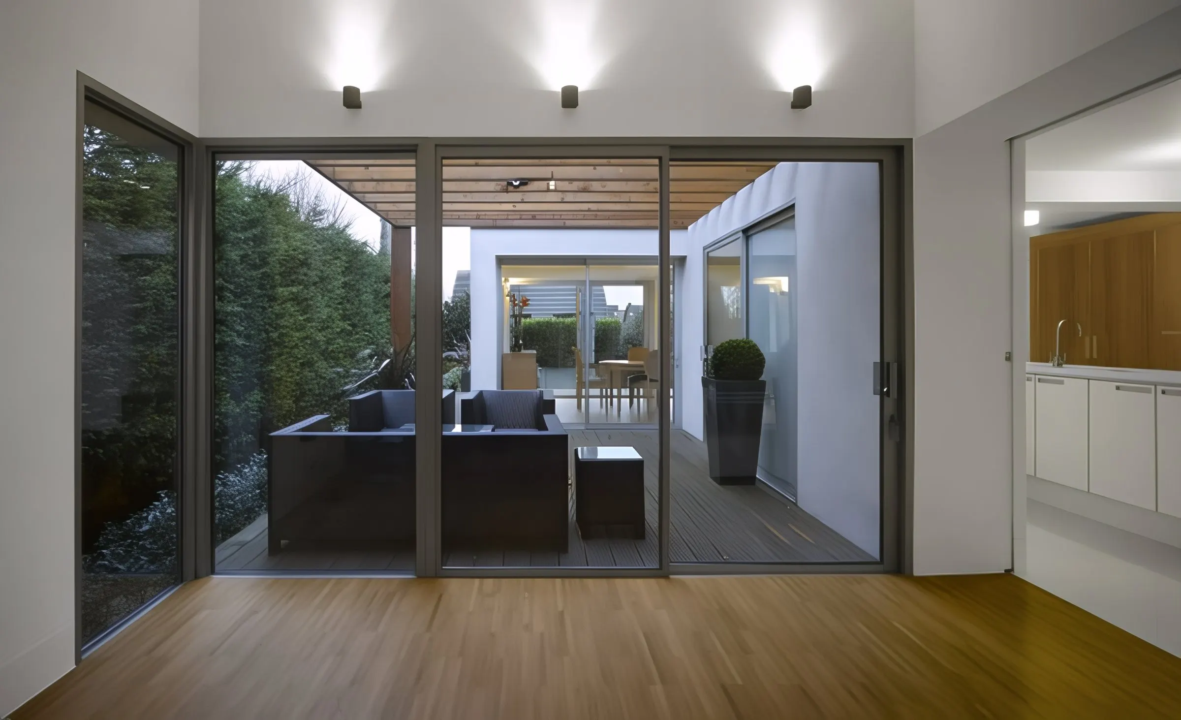 Living space opening onto a covered terrace