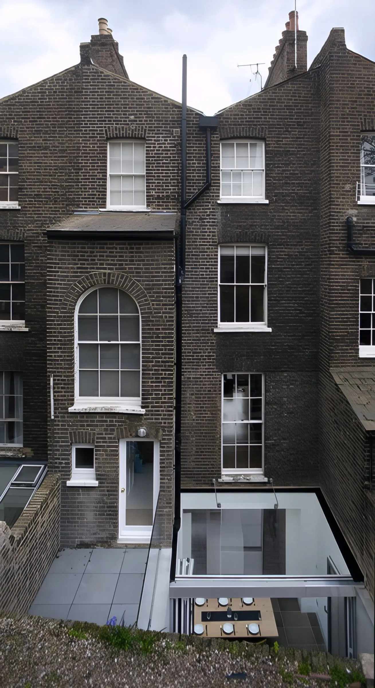 Rear of the Hyde Vale terrace with the new glazed extension