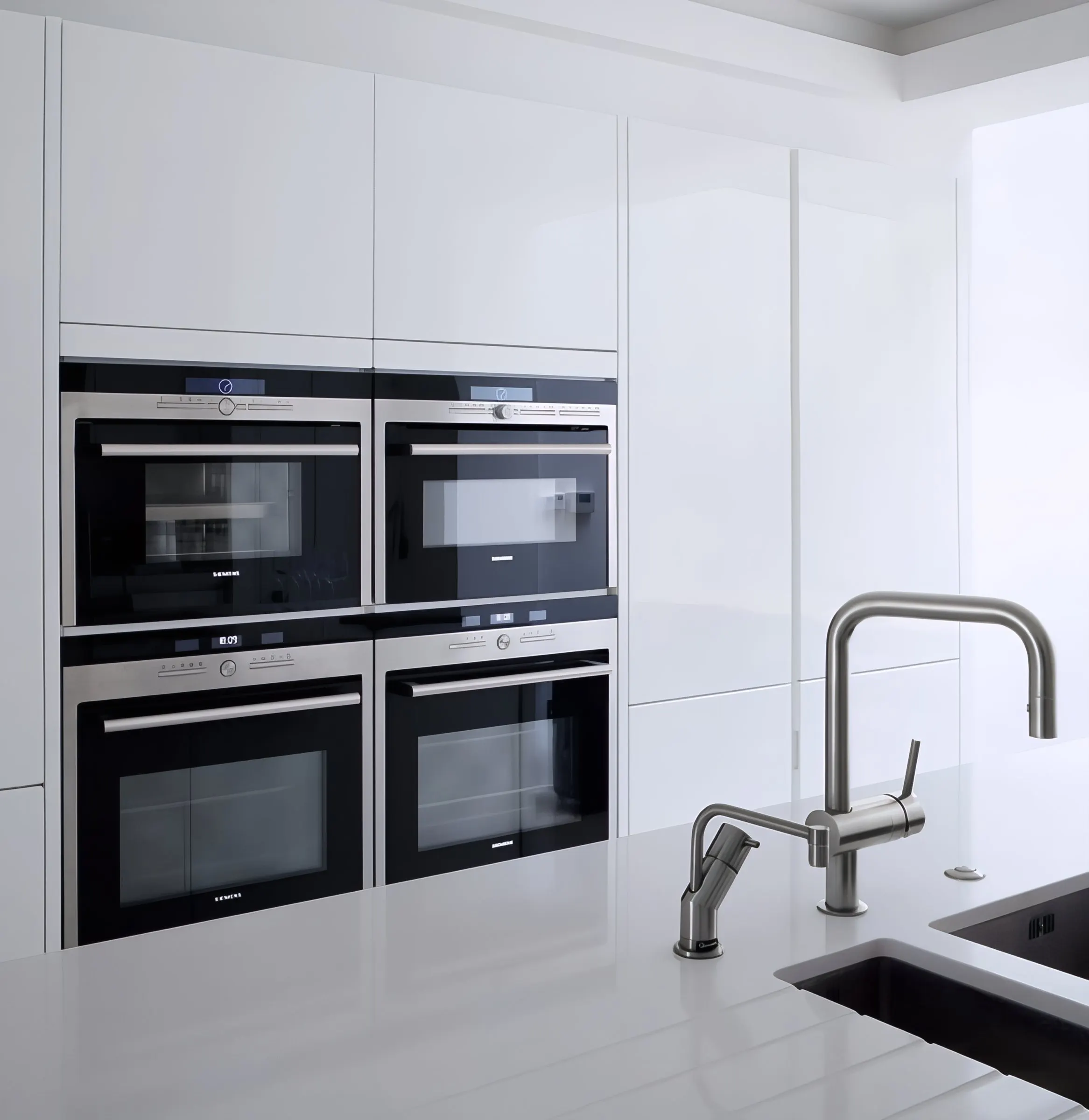 Integrated ovens and island tap detail