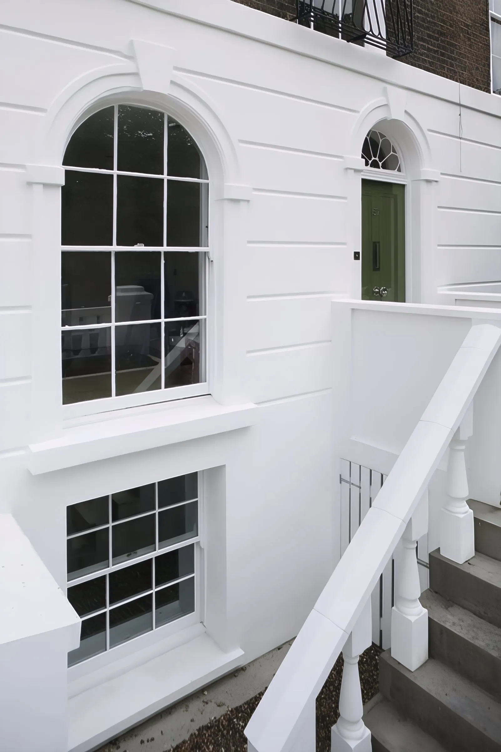 Front light-well with stepped access to the excavated basement