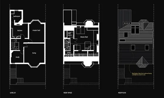 Musgrove floor plans and roof plan for the loft conversion