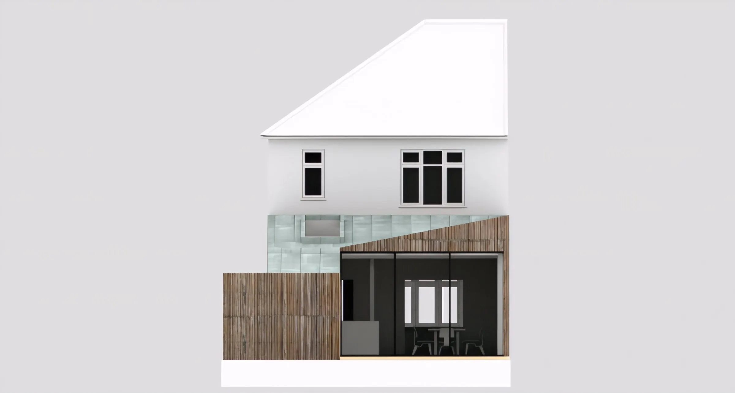 Rear elevation visualisation of the scheme