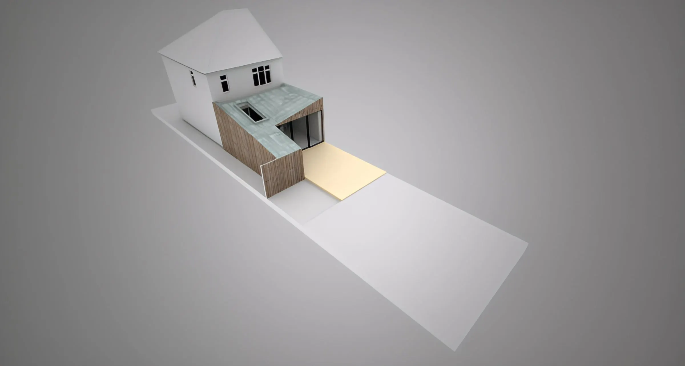 Aerial view of the proposed extension and garden