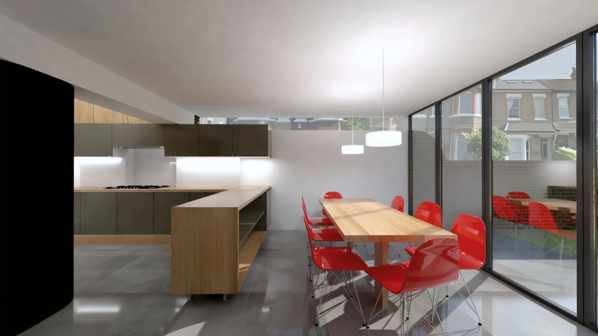 Dining area with full-height glazing